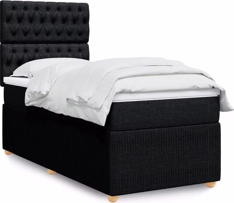 Maison Exclusive - Giroletto a Molle con Materasso Nero 90x200 cm in Tessuto
