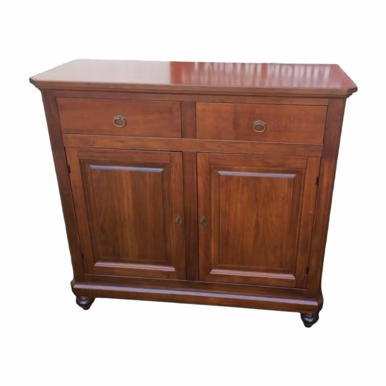 Madia credenza napoletana in legno di pioppo con 2 ante, colore noce, L: 104 cm, P: 43 cm, H: 98 cm - Mobili 2G