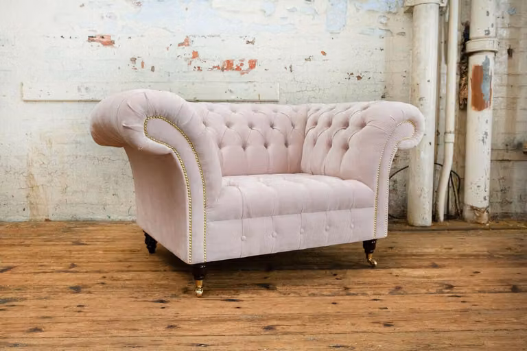 Chesterfield Sessel Fernseh Couch 1 Sitzer Sofa Stoff Couchen Polster Textil