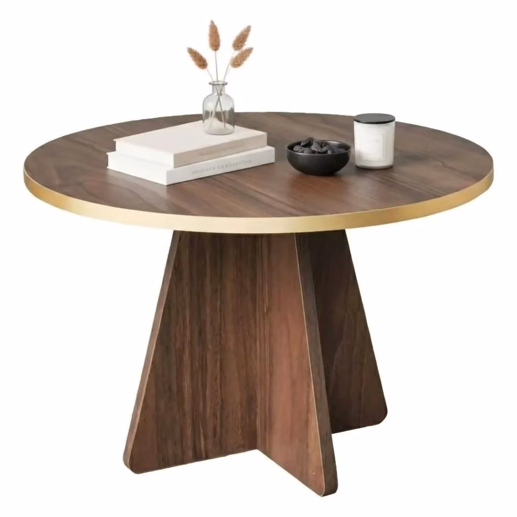 Tavolino da salotto Armanda DMORA, Tavolo basso moderno con portariviste, L/P/H: 60 x 60 x 40 cm, Oro e Noce – 2