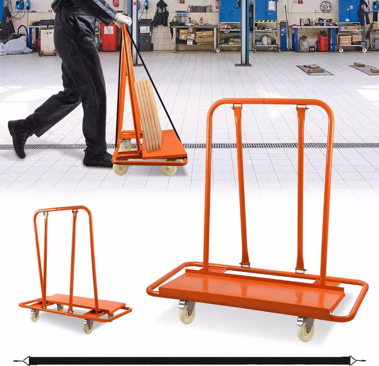 Carrello per pannelli Jayseuw Carrello di trasporto per pannelli Porte Finestre Arancione fino a 1000kg