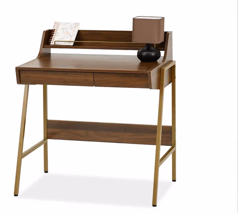 Scrivania minimalista RENO - noce / oro