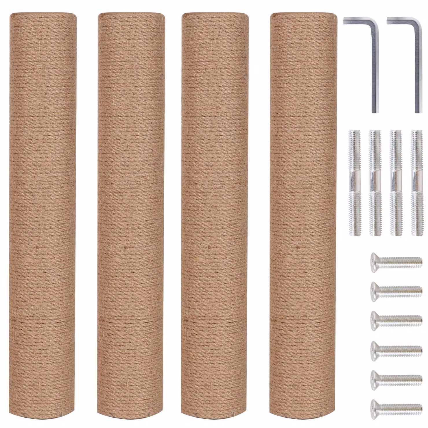 Confezione con 4 pali di ricambio per gatti - Sisal naturale, 40 cm