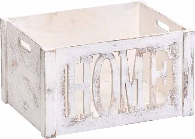 Scatola Organizer in Legno Bianco Zeller Present con Maniglie L: 40 cm, P: 30 cm, H: 22 cm