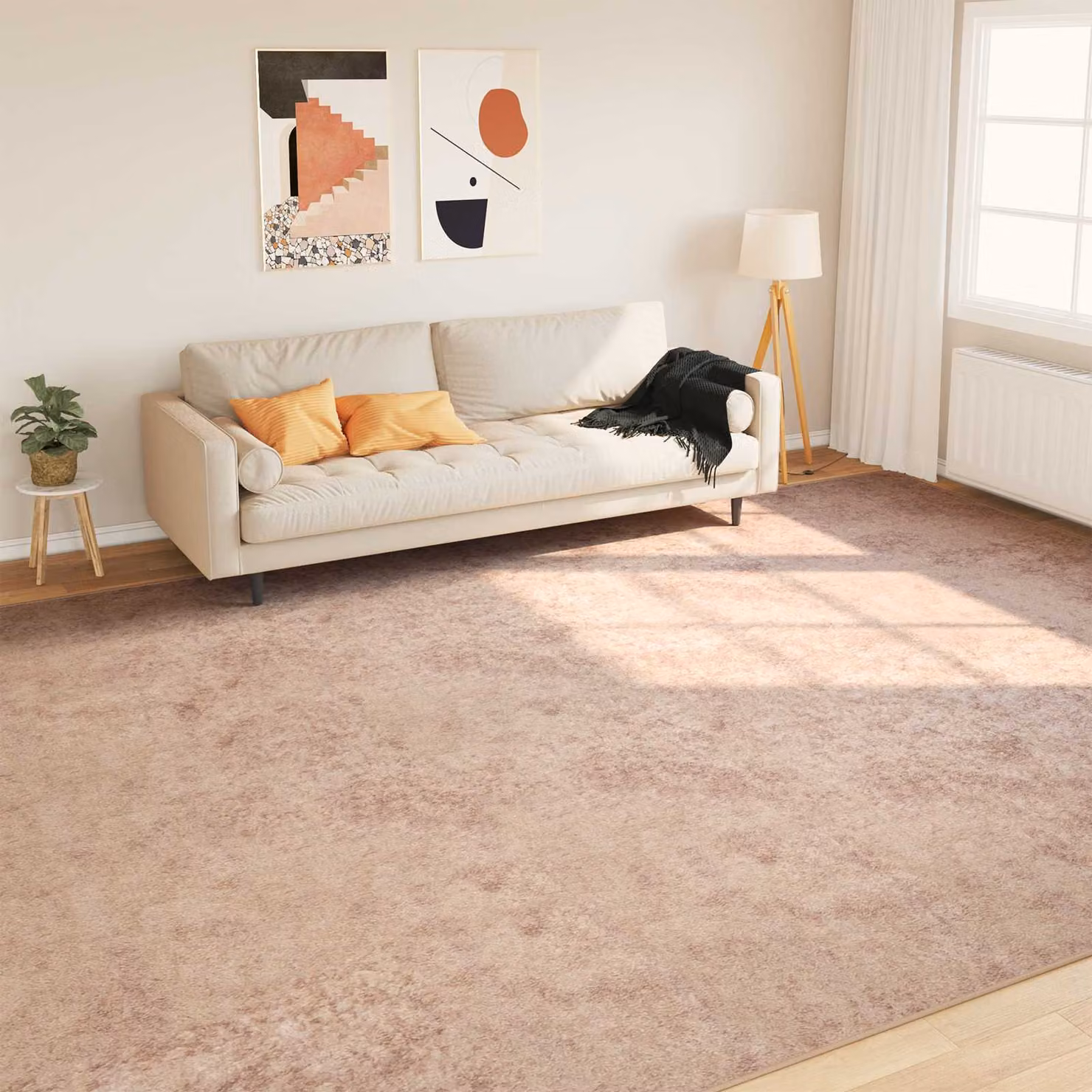 Tappeto Runner vidaXL MARSA Sabbia, design moderno astratto in poliestere e PVC, L: 400 cm x P: 300 cm