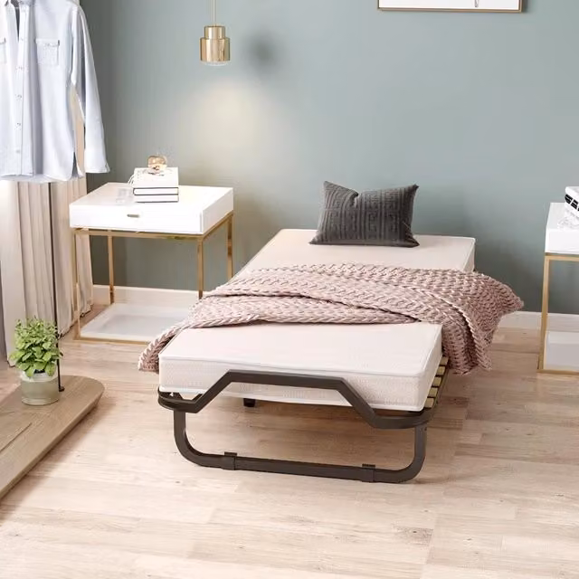 Lettino pieghevole Costway con materasso in memory foam e struttura in metallo, Beige, L/P: 200 x 90 cm