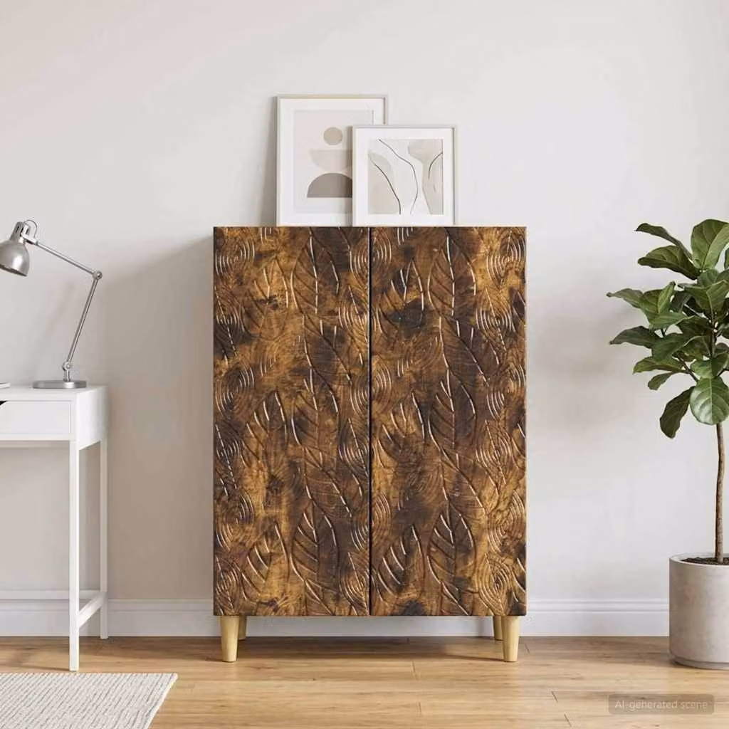 Credenza moderna vidaXL in legno ingegnerizzato color rovere fumo, L: 66 cm, P: 34,5 cm, H: 90 cm