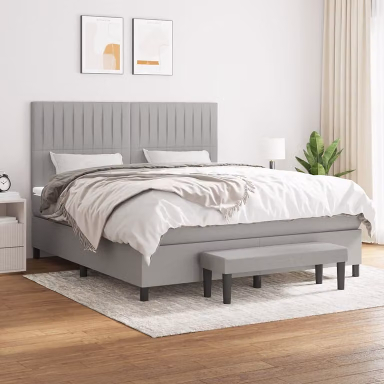 Maison Exclusive - Giroletto a Molle con Materasso Grigio Chiaro160x200 cm Tessuto