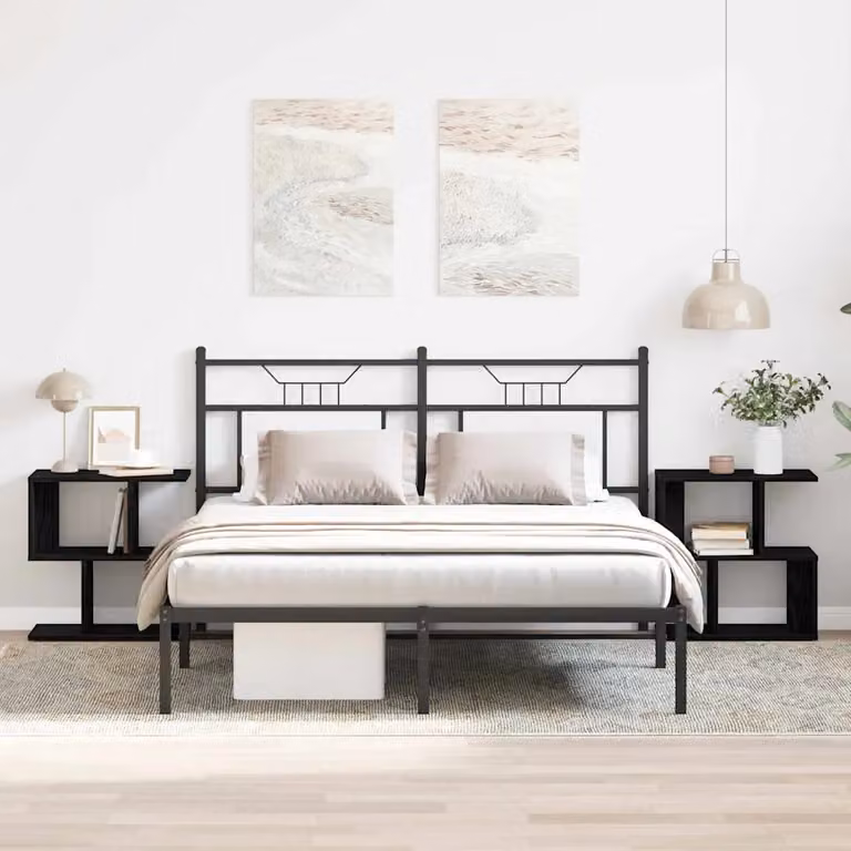 Set di 2 Armadi da Notte vidaXL in MDF Rovere Nero, L 50 cm x P 30 cm x H 51,5 cm