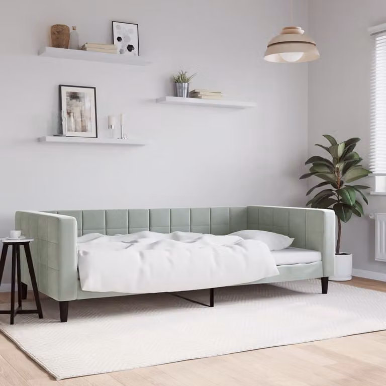 vidaXL Letto da Giorno Moderno in Velluto Grigio e Verde L/P/H: 200 x 100 x 68 cm