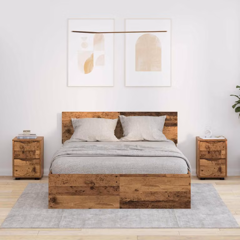 Set di 2 comodini moderni vidaXL in legno vecchio marrone L: 30,5 cm, P: 30 cm, H: 43 cm