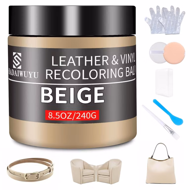 Kit di riparazione in pelle beige per mobili e interni auto