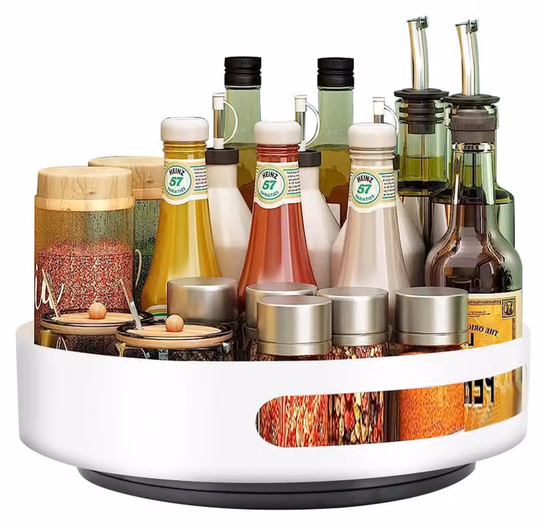 Piatto girevole "Lazy Susan" a 360°, organizer, Acciaio al carbonio, dimensioni 22x22x5 cm, per la cucina