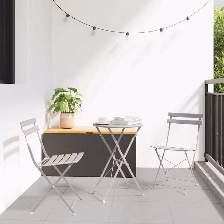 Maison Exclusive - Set da bistrot pieghevole, 3 pezzi, colore beige, acciaio