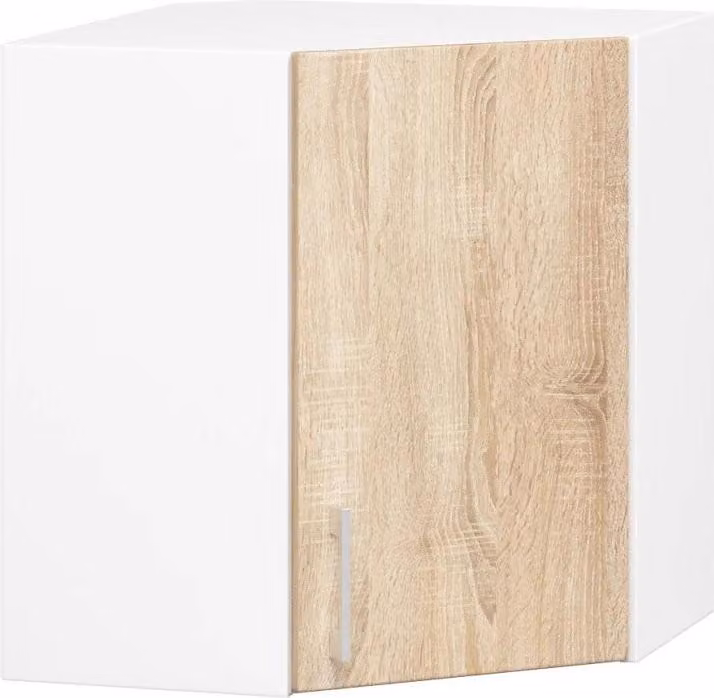 Mobile angolare superiore TRIVORA - 60x60 cm, bianco / rovere sonoma