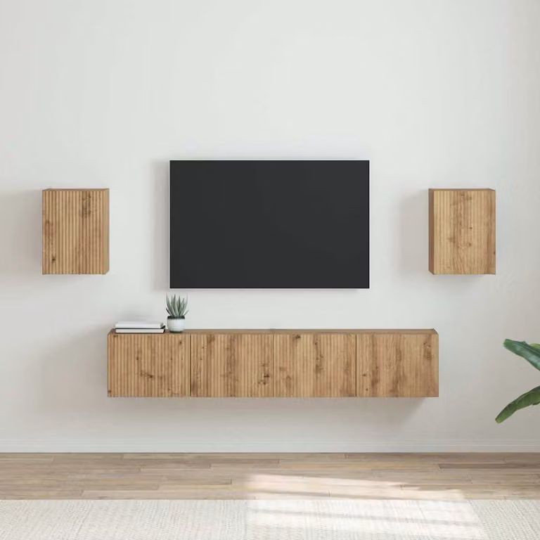Set di 2 mobili TV da parete vidaXL in stile moderno, colore rovere artigianale, L: 1056 cm, P: 30 cm, H: 40 cm