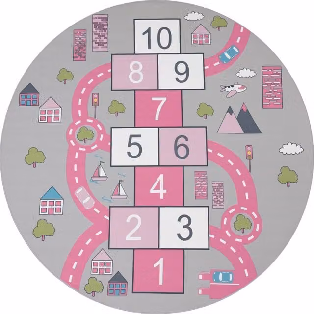 Tappeto rotondo per bambini Bini rosa con design geometrico, Diametro: 160 cm – 1