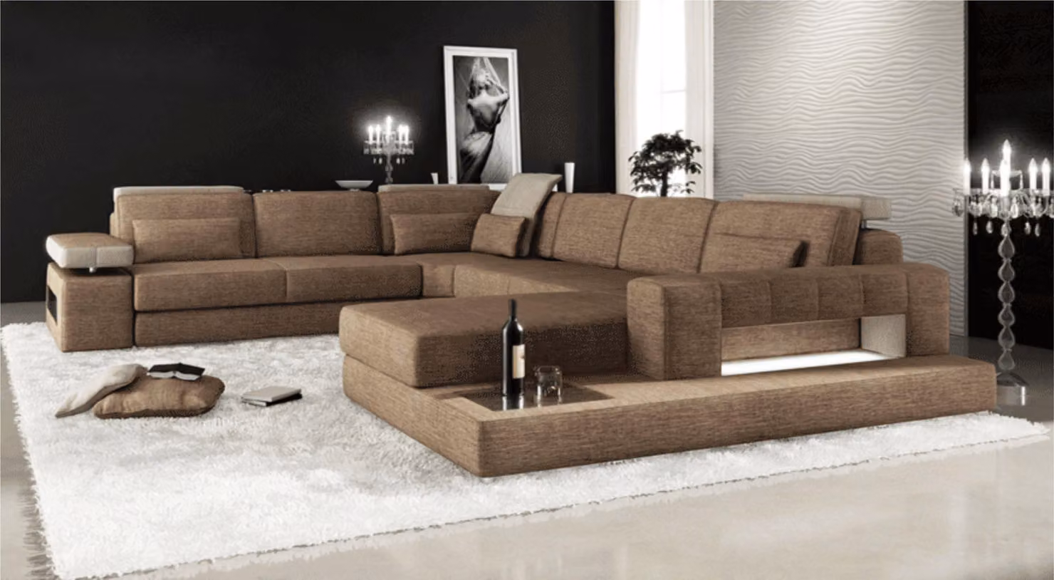 Eck Sofa Couch Polster Wohnlandschaft U-Form Ecksofa Wohnlandschaft