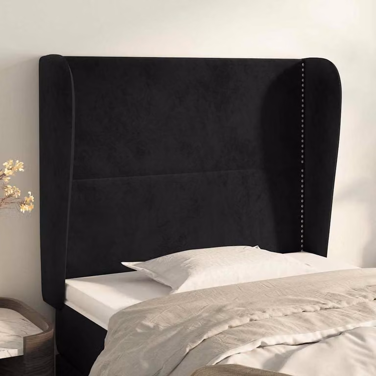 Testiera ad orecchio vidaXL in velluto nero L: 103 cm, P: 23 cm, H: 118-128 cm