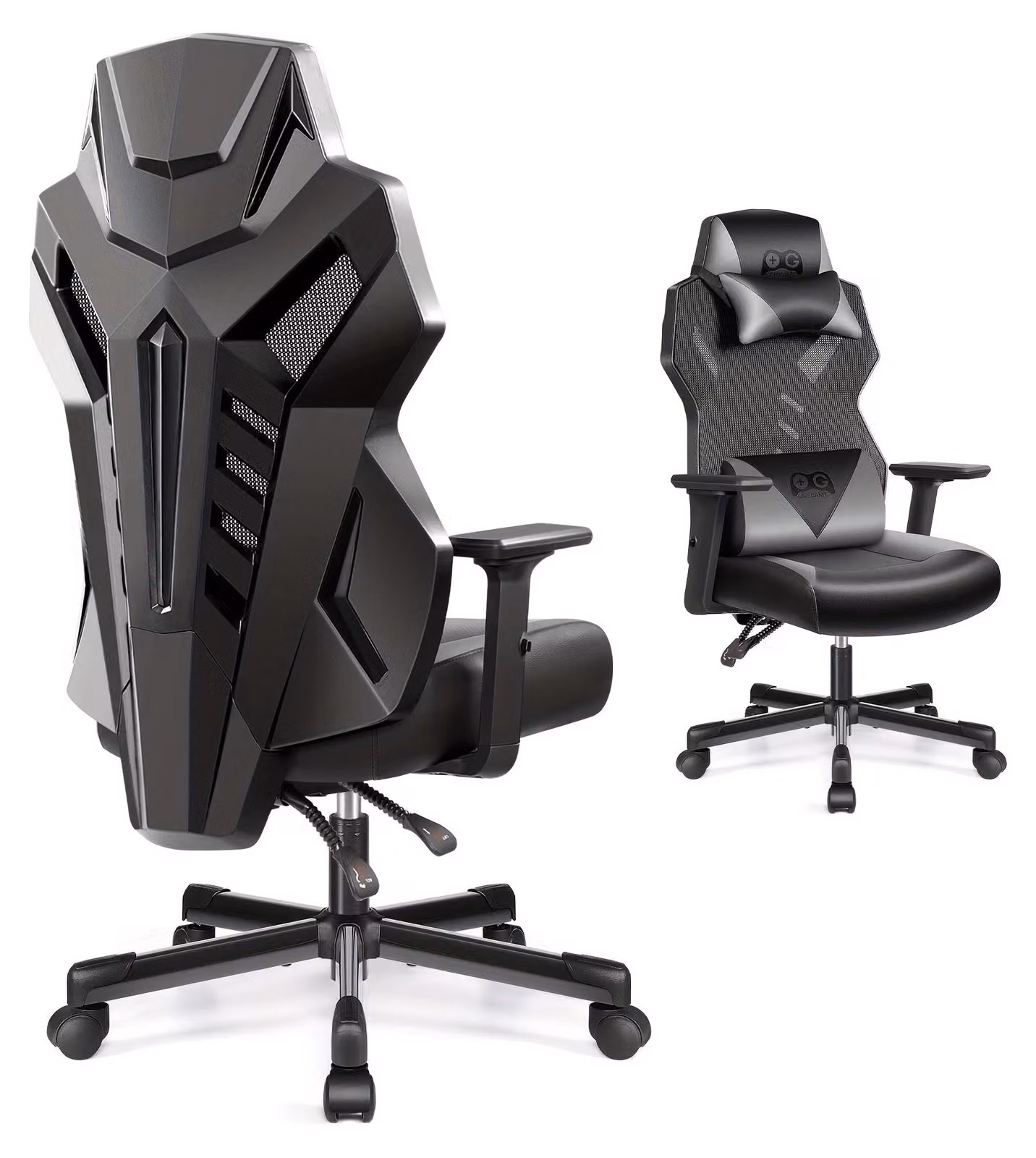 Sedia da gaming - Sedia da ufficio - Sedia per videogiochi - Sedia da lavoro - Modello nero grigio - Design ergonomico