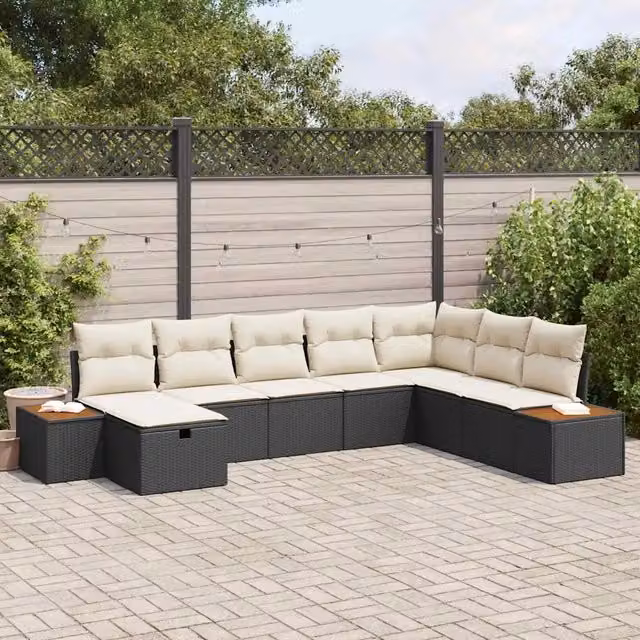 Set Divano da Giardino 8 pz Nero polyrattan 3359654