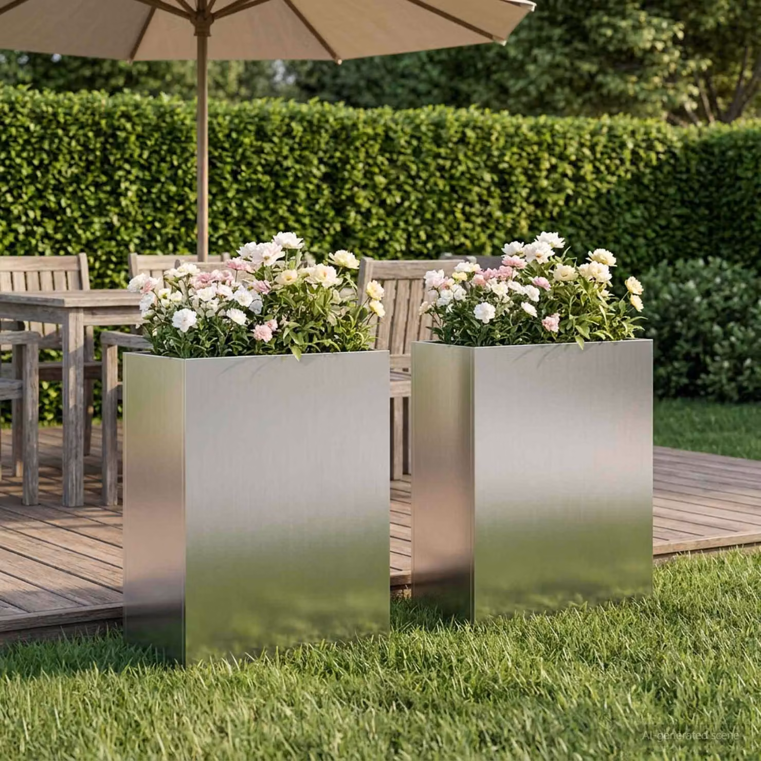 Set di 2 vasi da giardino vidaXL in acciaio zincato argento L: 40 cm, P: 20 cm, H: 40 cm