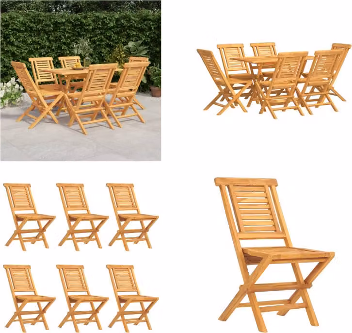 vidaXL Set da pranzo da giardino 7 pezzi in legno massiccio di teak - Set da pranzo da giardino - Set da pranzo - Set da pranzo da esterno