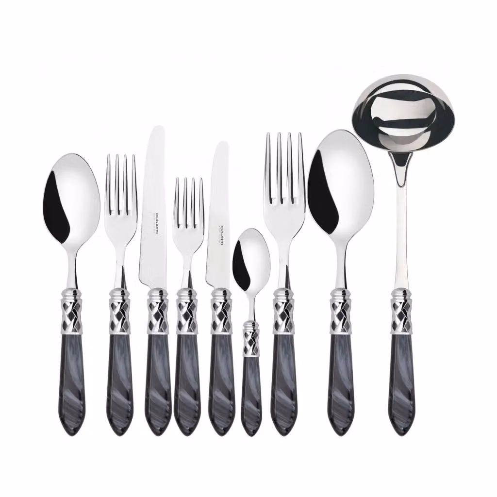 Set di posate Aladdin Ghiera Cromata in acciaio inossabile con custodia Gallery, 75 pezzi, colore Nero – 2