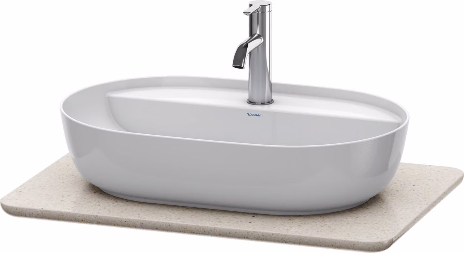 Console en pierre de quartz Duravit Luv LU9465, largeur 688mm, adaptée au meuble sous-lavabo LU9560, LU9565, LU946502525, LU946502525