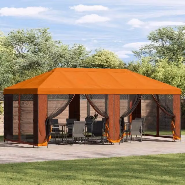 Gazebo da giardino con pareti laterali 6 x 3 m Arancione 3376027