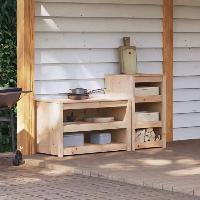 Mobile da cucina da esterno MEPPEL 2 pz Douglas Naturale 3443793
