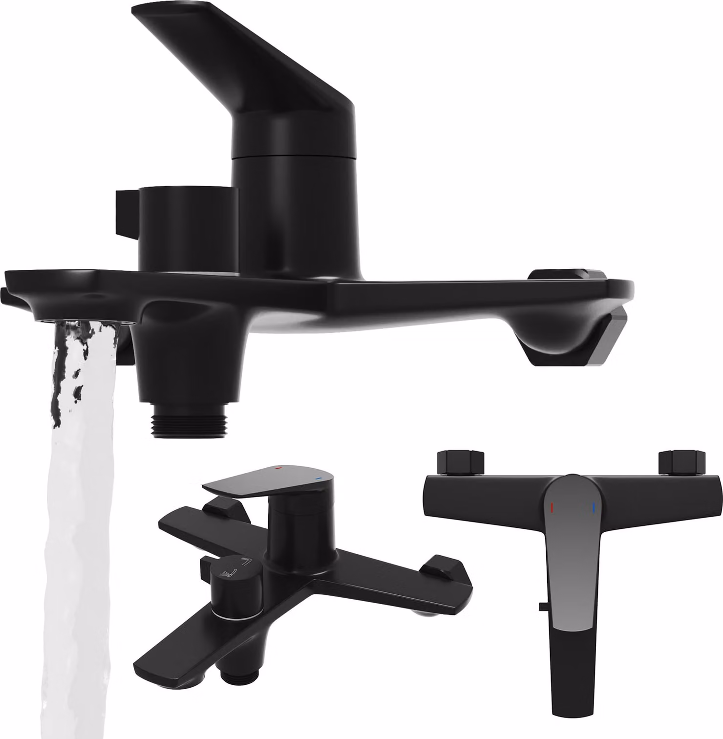 Granitan - Set doccia - Sistema doccia - Cartuccia in Vetroceramica - Ottone - Nero - Montaggio a parete - Doccia a pioggia - NAVE