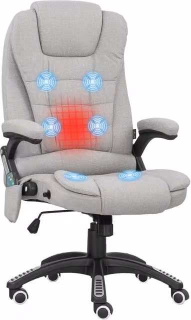 Poltrona massaggiante e riscaldante Minimal Grigia con design ergonomico e seduta regolabile in tessuto