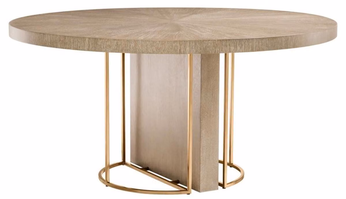 Casa Padrino tavolo da pranzo marrone/ottone Ø 150 x h. 75 cm - qualità lusso