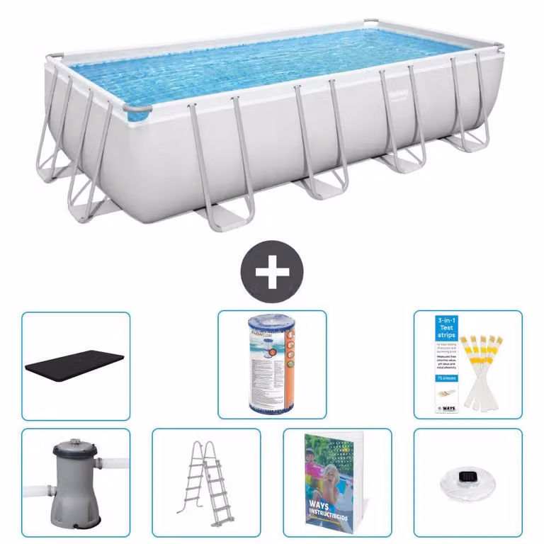 Bestway Power Steel, piscina rettangolare - 488x244x122 cm - composta da 6 parti, modello S622