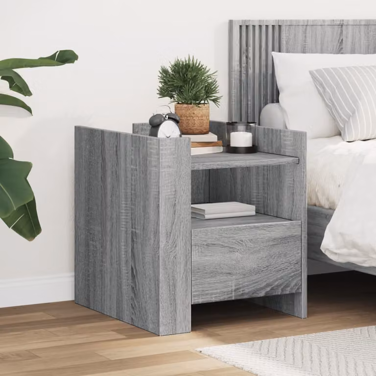 Comodino moderno vidaXL in legno grigio per camera da letto o soggiorno, sospeso a parete, L 45 cm x P 50 cm x H 50 cm