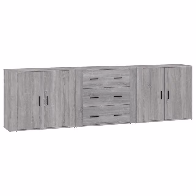 Credenze 3 pz | Madia | Buffet da pranzo | Armadio da pranzo Grigio Sonoma in Legno Multistrato