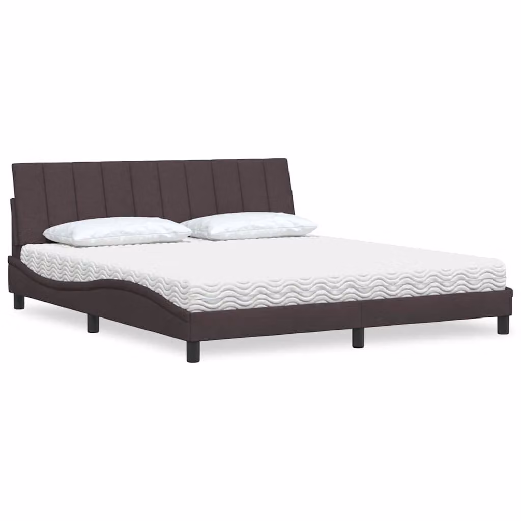 Letto con Materasso Hanko vidaXL in Tessuto Marrone e Bianco L/P/H: 180 x 200 x 185 cm