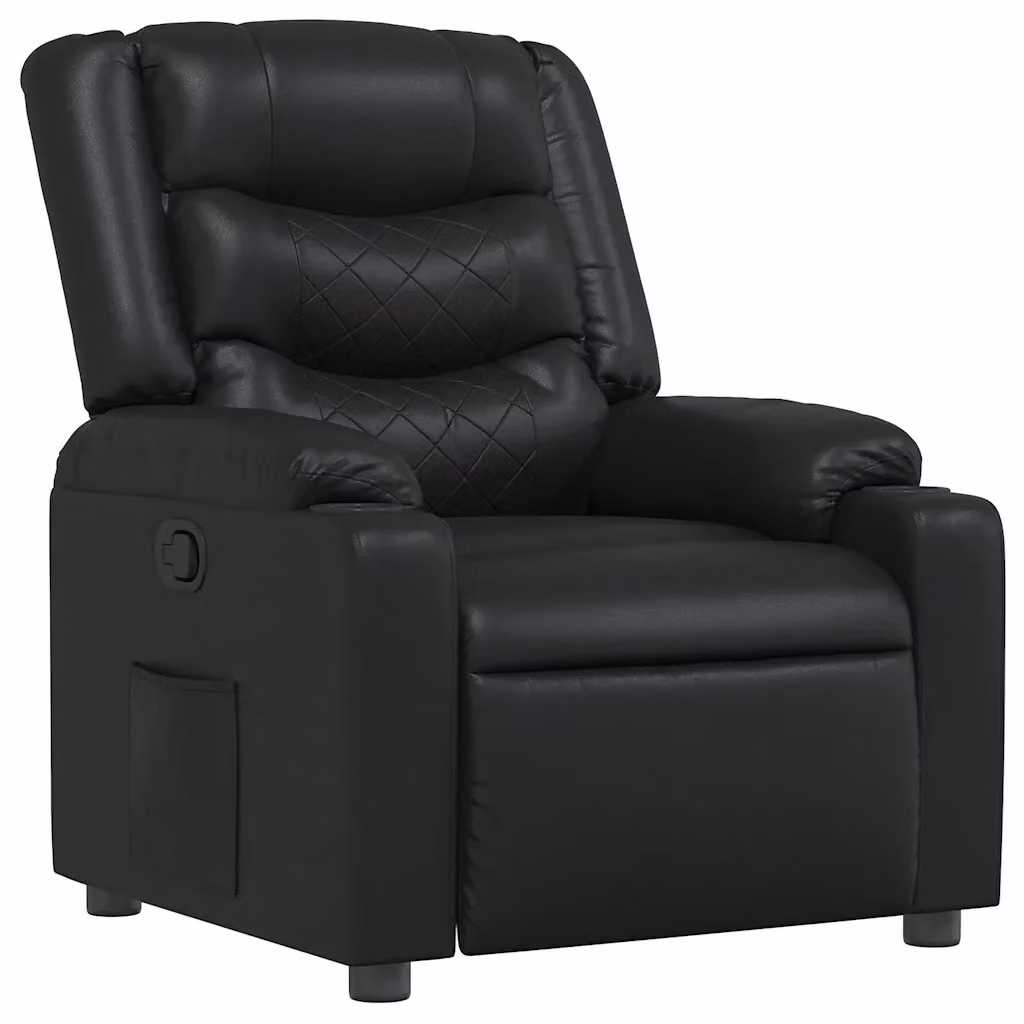 Poltrona Reclinabile Relax vidaXL in Similpelle Nera con Braccioli e Regolazione Manuale – 2