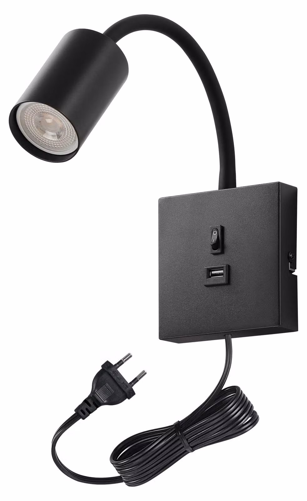 Immax PUNTO-1 faretto da parete flessibile per lampadina GU10 da 9 W/240 V, nero