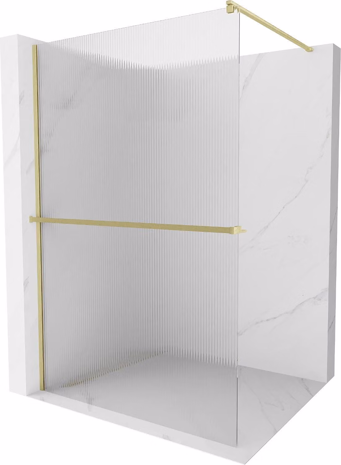 Mexen Kioto+ parete doccia con mensola Walk-in 70 x 200 cm, righe, oro spazzolato - 800-070-121-55-09
