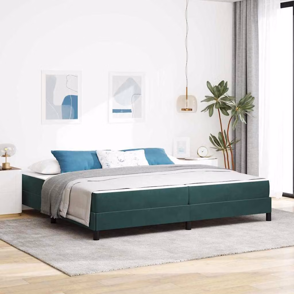 Maison Exclusive - Letto boxspring con materasso verde scuro 200 x 210 cm Tessuto