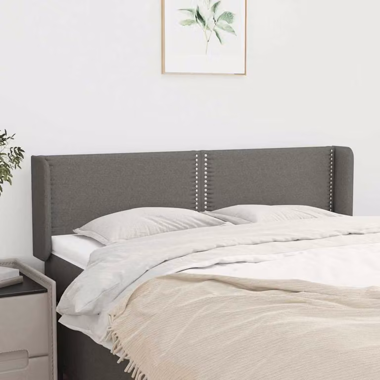Testiera ad orecchio vidaXL in tessuto grigio scuro con struttura in legno di larice L: 147 cm, P: 16 cm, H: 78-88 cm