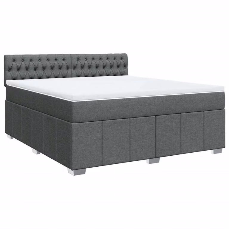 Giroletto a Molle con Materasso Grigio Scuro 180x200 cm Tessuto