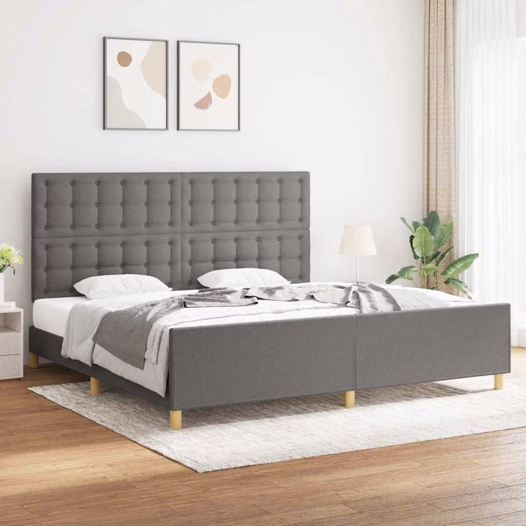 Giroletto senza materasso vidaXL in tessuto grigio con struttura in legno, L/P/H: 200 x 200 x 128 cm – 1