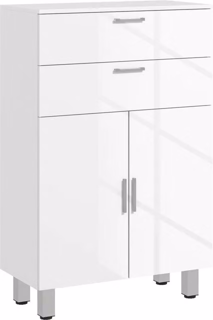 Mobile Bagno Salvaspazio Xylo con 2 Cassetti e Anta, Bianco Legno, L: 60 cm, P: 30 cm, H: 93 cm