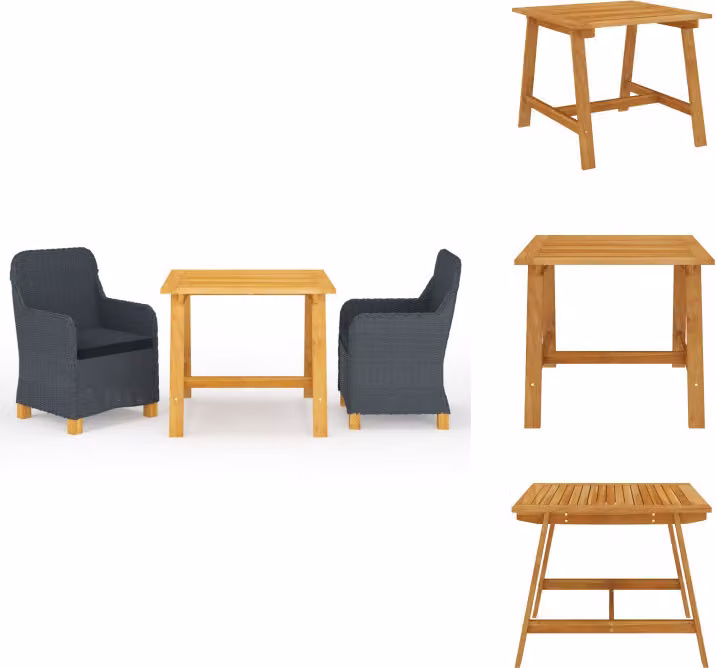 vidaXL set da pranzo da giardino 3 pezzi grigio scuro - Set di mobili da giardino