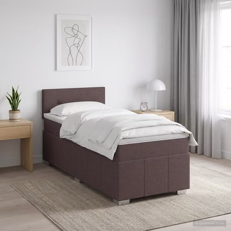 Letto box spring ibrido vidaXL con materasso e illuminazione sottostante, L/P: 100 x 200 cm, Marrone Scuro