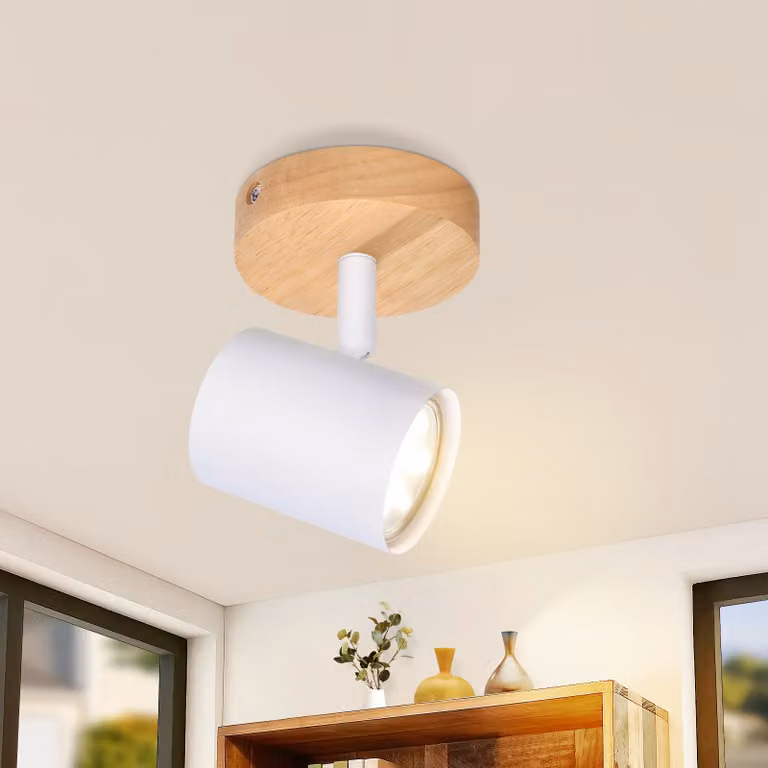ZMH LED faretto da soffitto 1 fiamma plafoniera vintage in legno soffitto spot orientabile GU10 faretto da parete per soggiorno camera da letto senza lampadina