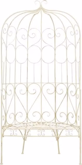 Panchina da Giardino | Panca da Giardino 95 cm in Ferro Bianco Anticato